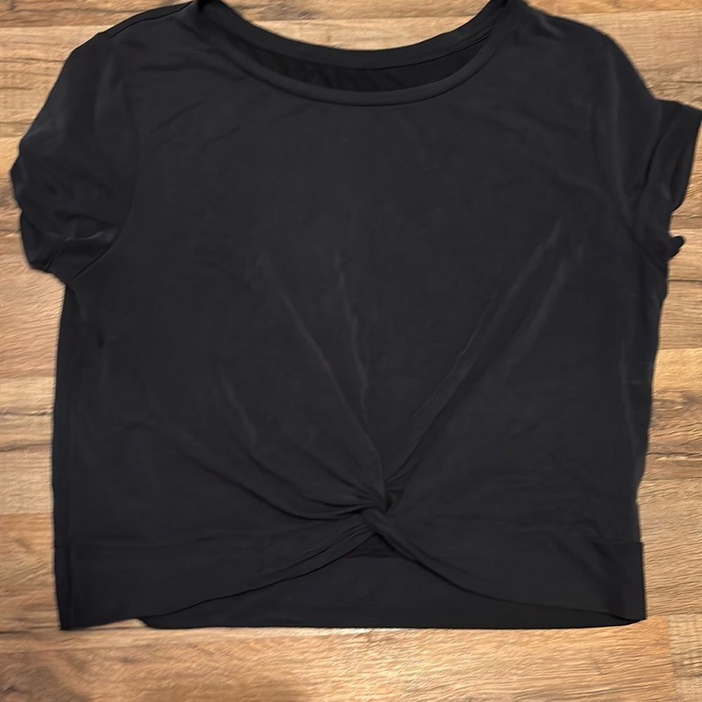 Zyia Black Modal Blend Twist Front Tee size L